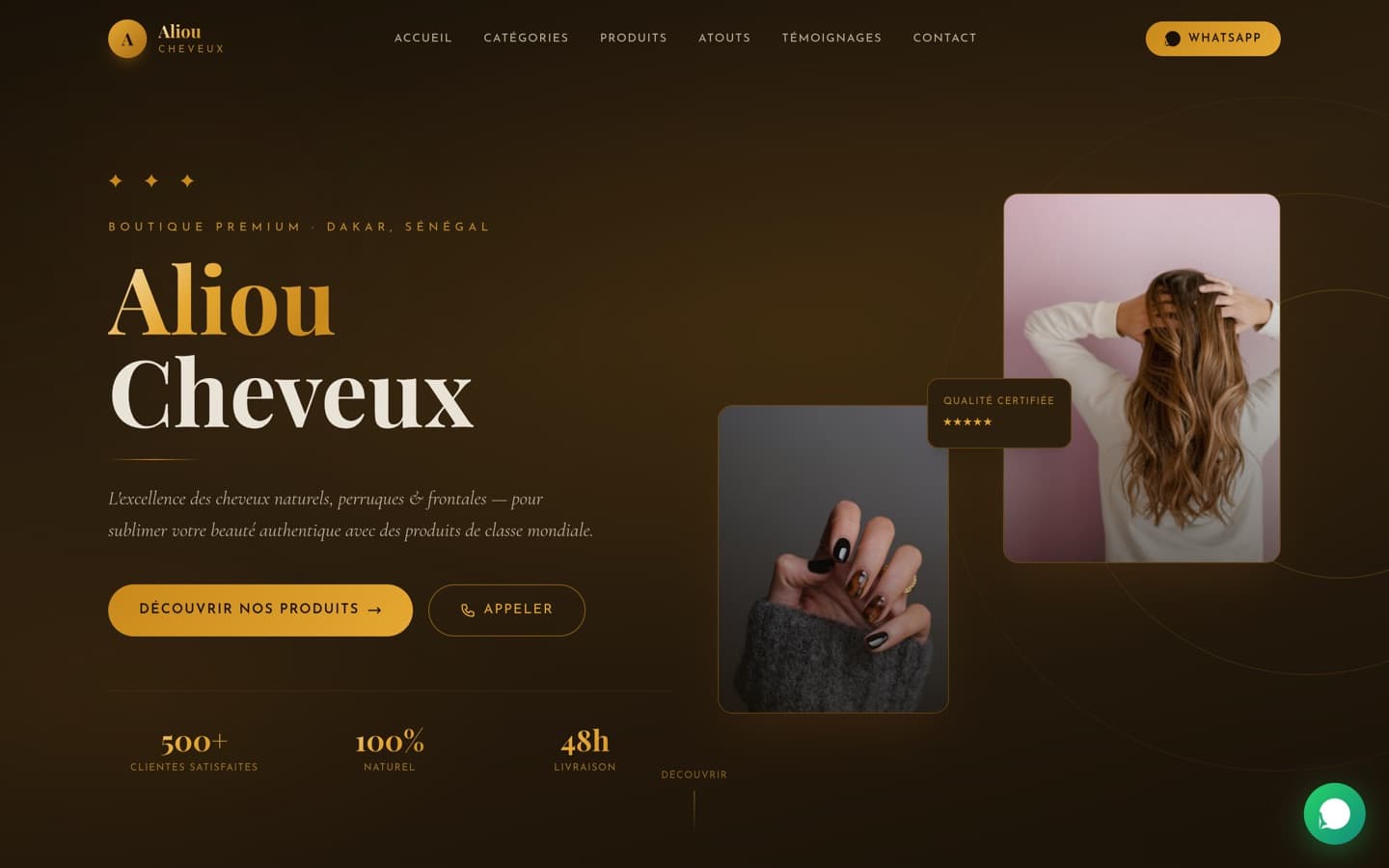 Aperçu du site Aliou Cheveux — E-commerce · Beauté