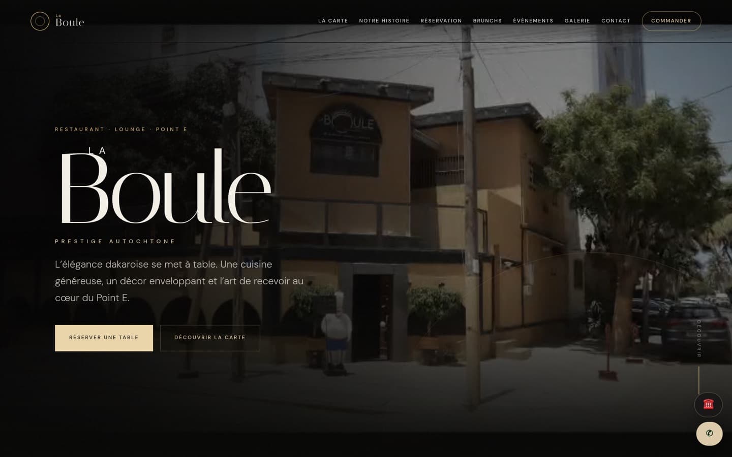 Aperçu du site La Boule — Restaurant · Vitrine & réservation
