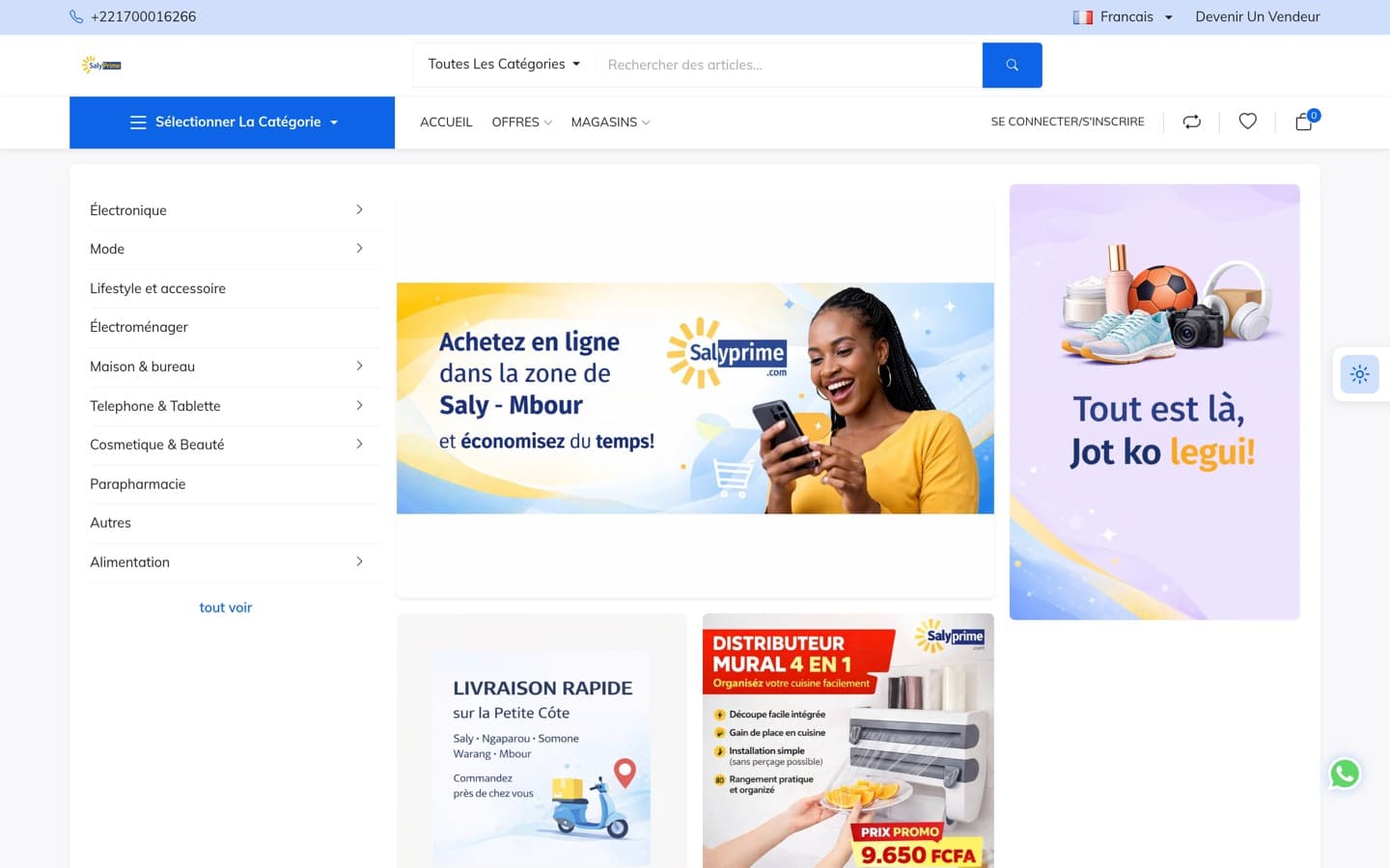 Aperçu du site SalyPrime — E-commerce · Marketplace