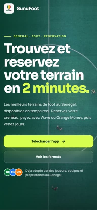 Aperçu mobile du site SunuFoot