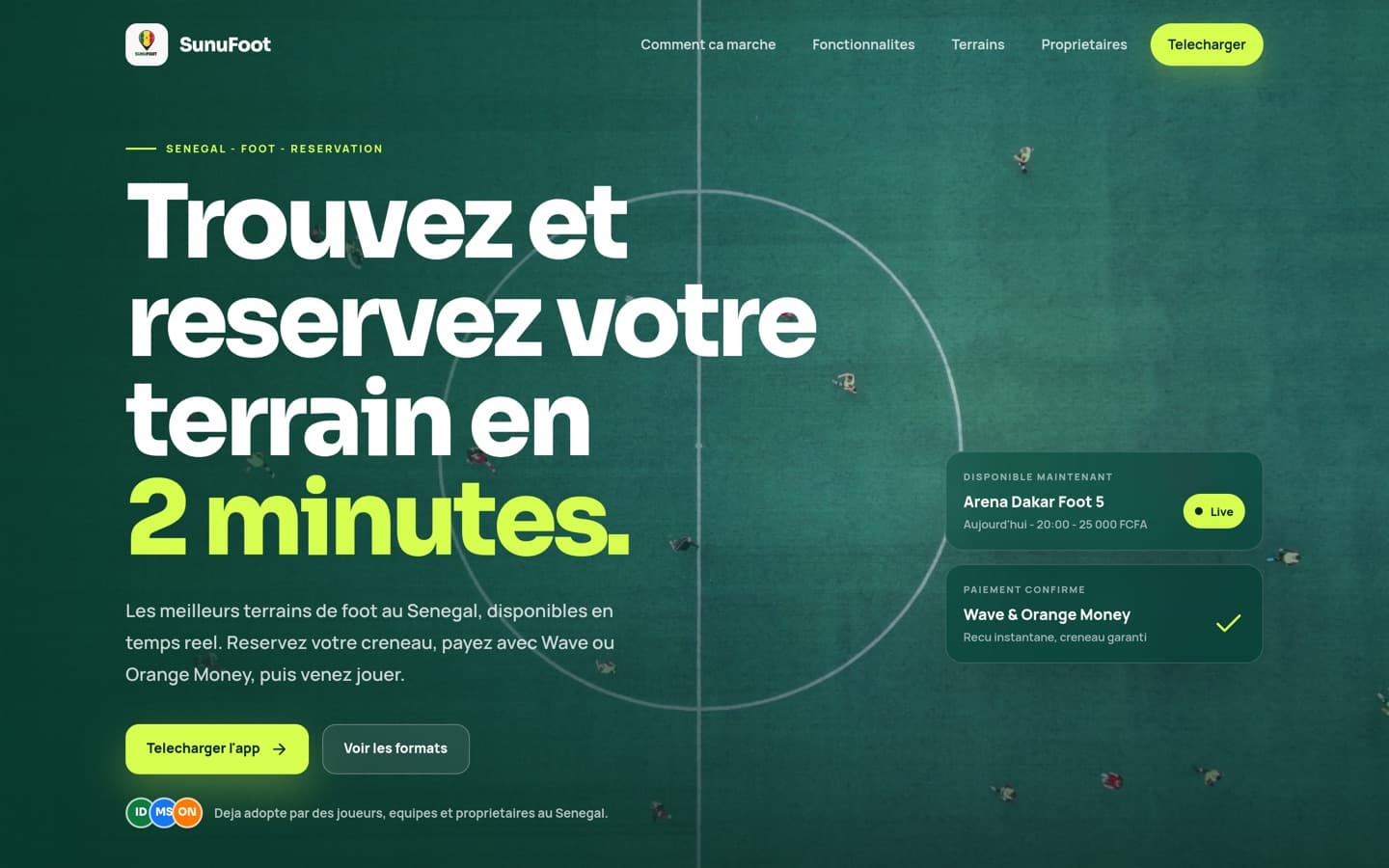 Aperçu du site SunuFoot — Sport · Plateforme web