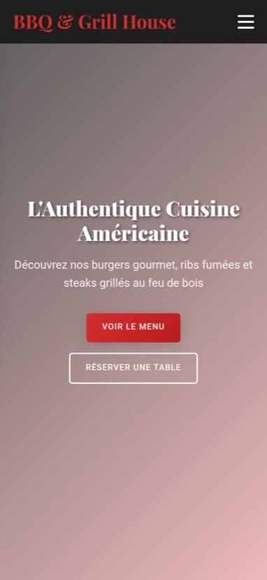 Aperçu mobile du site BBQ & Grill House